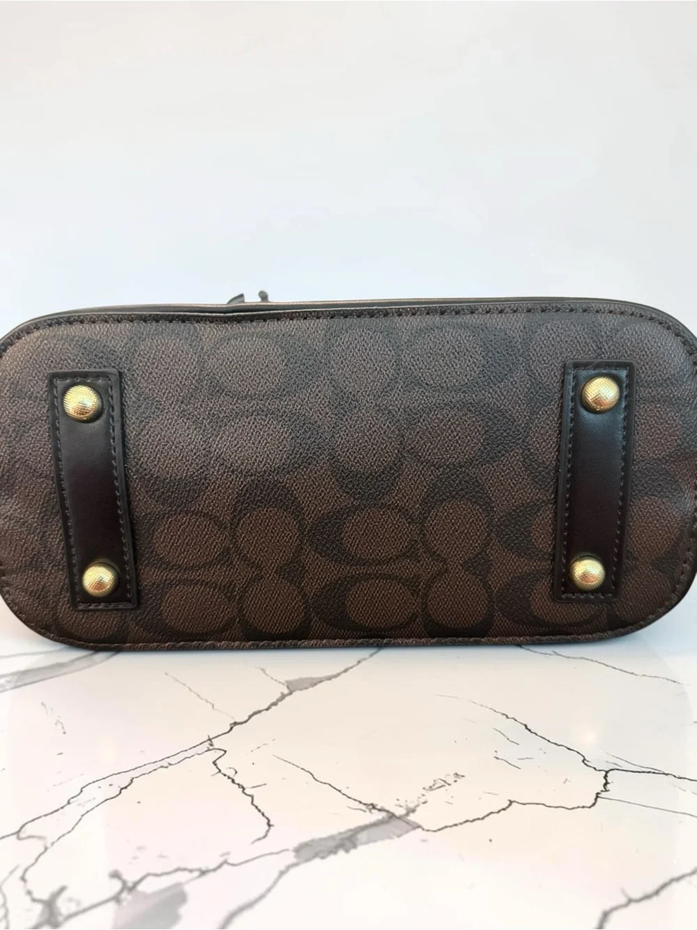 Source Unknown Brown Signature Dome Satchel with Black Trim